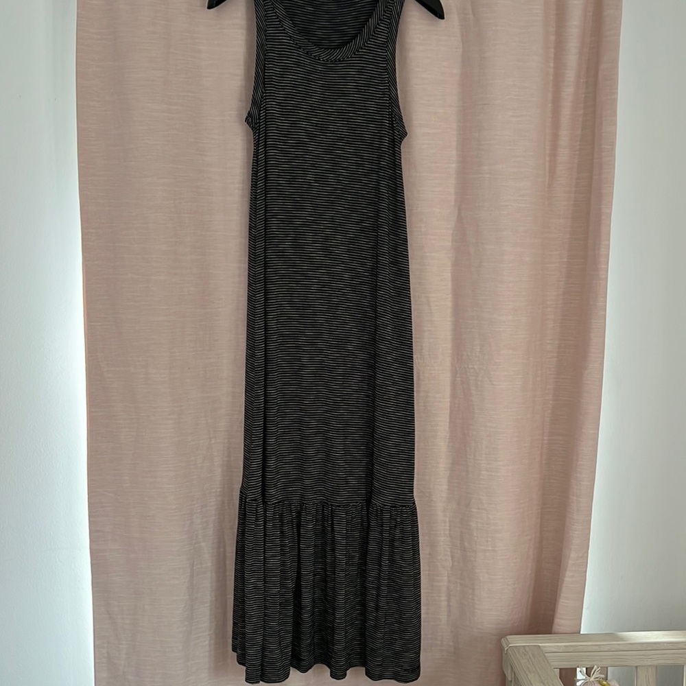 Madewell Black Striped Maxi Dress with Flare Hem